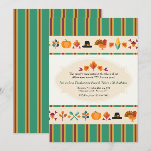 Thanksgiving Randen Uitnodiging (Voorkant / Achterkant)