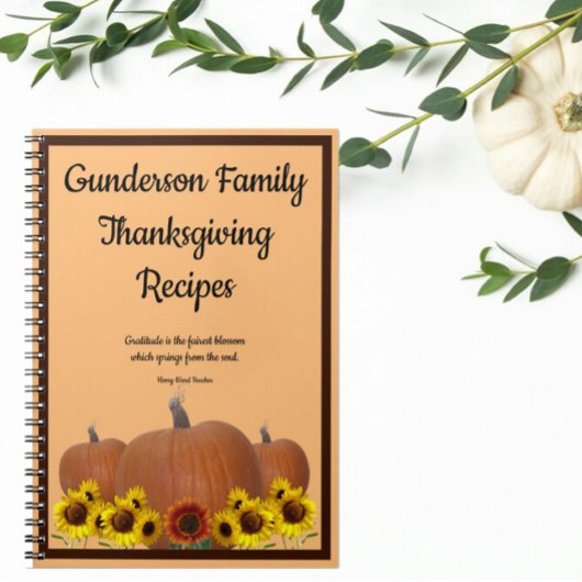 Thanksgiving Recipes Pumpkin Sunflowers Gratitude Notitieboek