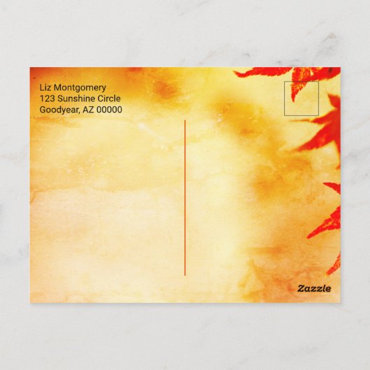 Thanksgiving Red Autumn verliest Sjabloon grens Briefkaart (Achterkant)