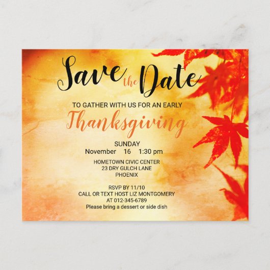 Thanksgiving Red Autumn verliest Sjabloon grens Briefkaart (Voorkant)