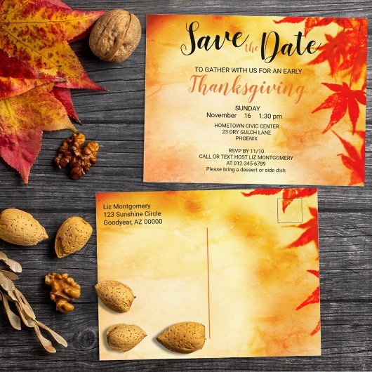 Thanksgiving Red Autumn verliest Sjabloon grens Briefkaart