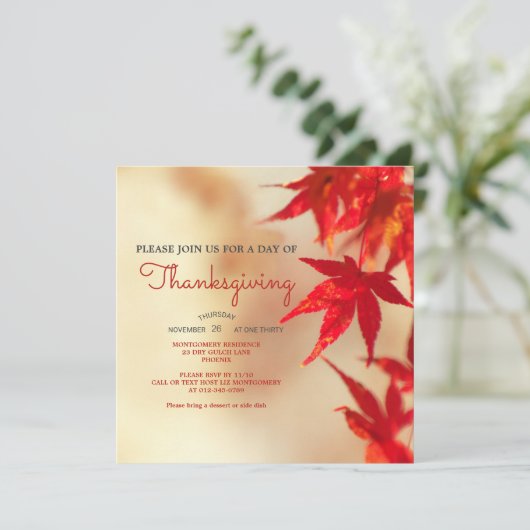 Thanksgiving Red Autumn verliest Sjabloon grens Kaart (Staand voorkant)