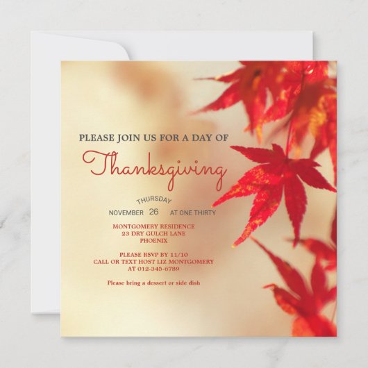 Thanksgiving Red Autumn verliest Sjabloon grens Kaart (Voorkant)