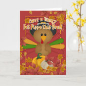 Thanksgiving Red een Turks Eat Pizza dit jaar Kaart (Gele Bloem)