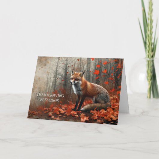 Thanksgiving  Red Fox Autumn Feestdagen Kaart (Voorkant)