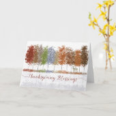 Thanksgiving Religieuze Blessings Trees en Deer Kaart (Gele Bloem)