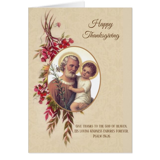 Thanksgiving Religieuze Vintage St. Joseph Jesus (Voorkant)