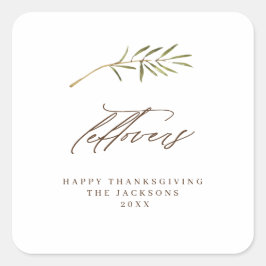 Thanksgiving restjes Waterverf blad Vierkante Sticker