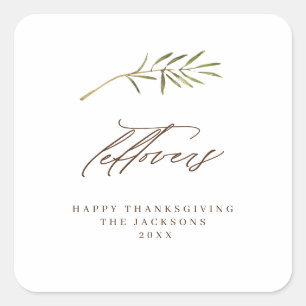 Thanksgiving restjes Waterverf blad Vierkante Sticker