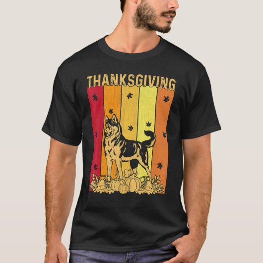 Thanksgiving Retro Alaskan Malamute Dog Matching F T-shirt (Voorkant)