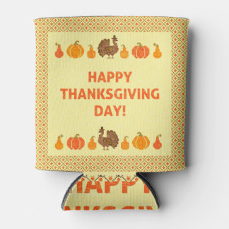 Thanksgiving: retro geborduurd kaartontwerp. blikjeskoeler