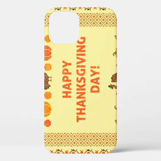 Thanksgiving: retro geborduurd kaartontwerp. Case-Mate iPhone case (Achterkant)