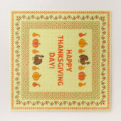 Thanksgiving: retro geborduurd kaartontwerp. legpuzzel (Horizontaal)