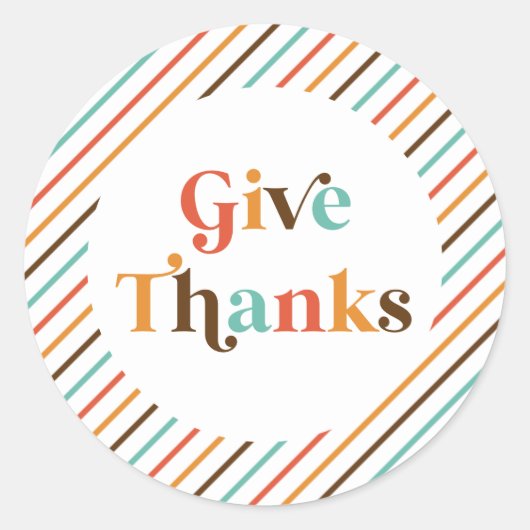 Thanksgiving Retro geeft Bedankt Ronde Sticker (Voorkant)