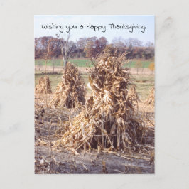 Thanksgiving Retro Herfst Cornstalk Oogst Feestdagenkaart