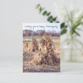 Thanksgiving Retro Herfst Cornstalk Oogst Feestdagenkaart (Staand voorkant)