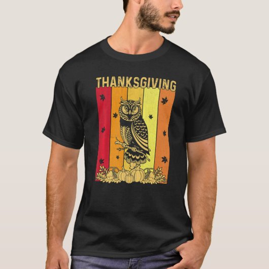 Thanksgiving Retro Owl Matching Family Pajamas T-shirt (Voorkant)