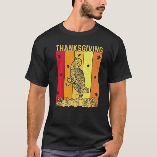 Thanksgiving Retro Parrot Matching Family Pajamas T-shirt (Voorkant)