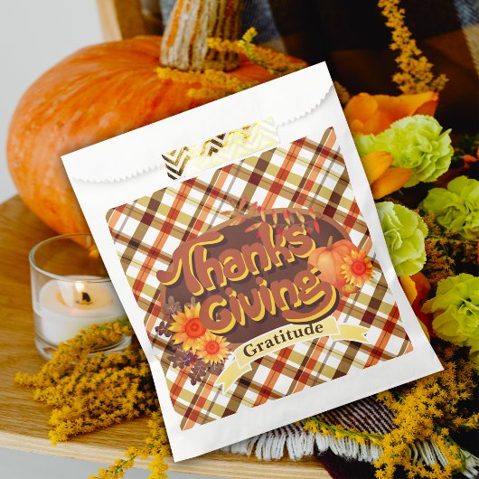 Thanksgiving Retro Plaid Bedankzakje