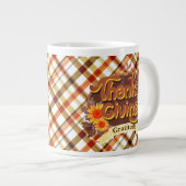 Thanksgiving Retro Plaid Grote Koffiekop (Voorkant rechts)