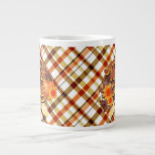 Thanksgiving Retro Plaid Grote Koffiekop (Voorkant)