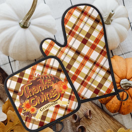 Thanksgiving Retro Plaid Ovenwant & Pannenlap Set