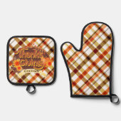 Thanksgiving Retro Plaid Ovenwant & Pannenlap Set (Voorkant)