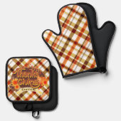 Thanksgiving Retro Plaid Ovenwant & Pannenlap Set (Voorkant / Achterkant)