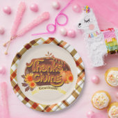Thanksgiving Retro Plaid Papieren Bordje (Feest)