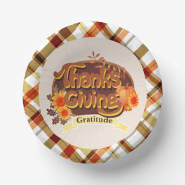 Thanksgiving Retro Plaid Papieren Kommen