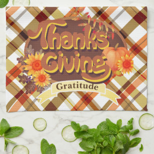 Thanksgiving Retro Plaid Theedoek