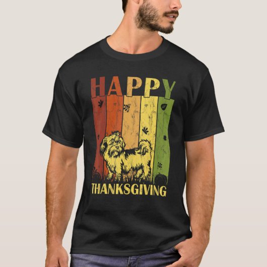 Thanksgiving Retro Shih Tzu Dog Thanksgiving Deel T-shirt (Voorkant)