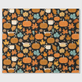 Thanksgiving retro stijl pompoenen esdoorn bladere cadeaupapier (Vlak)