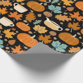 Thanksgiving retro stijl pompoenen esdoorn bladere cadeaupapier (Hoek)