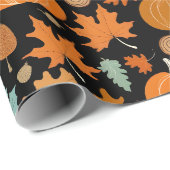 Thanksgiving retro stijl pompoenen esdoorn bladere cadeaupapier (Rol Hoek)