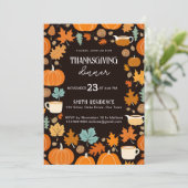Thanksgiving retro stijl pompoenen esdoorn bladere kaart (Staand voorkant)