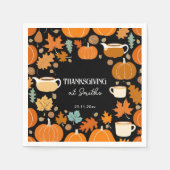 Thanksgiving retro stijl pompoenen esdoorn bladere servet (Voorkant)