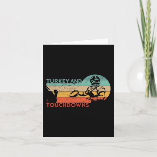 Thanksgiving  Retro Turkije en Touchdowns F Kaart (Voorkant)