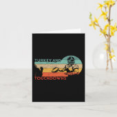 Thanksgiving  Retro Turkije en Touchdowns F Kaart (Gele Bloem)