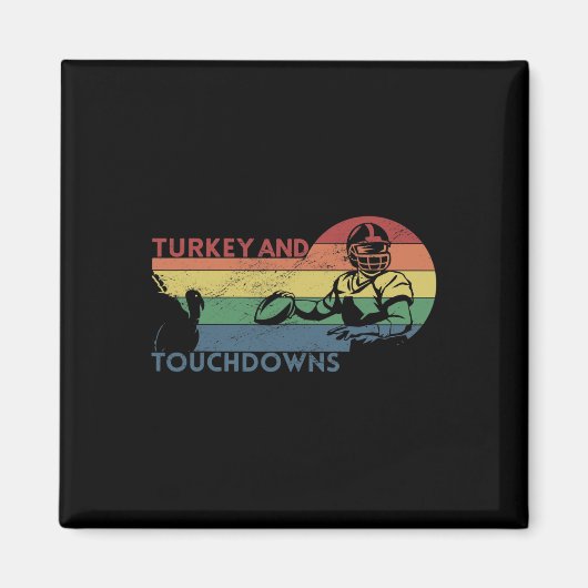 Thanksgiving  Retro Turkije en Touchdowns F Magneet (Voorkant)