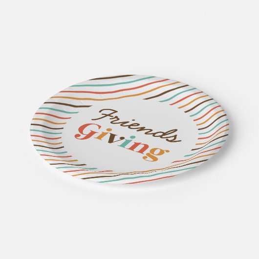 Thanksgiving Retro-vrienden met papieren Borden Papieren Bordje (Gekanteld)