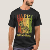 Thanksgiving Retro Zebra Thanksgiving Partij T-shirt (Voorkant)