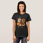 Thanksgiving Rex Dinosaur Dabbing Turkey Pumpkin T-shirt (Voorkant volledig)