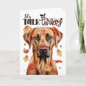 Thanksgiving Ridgeback Dog Lets Talk Turkije Feestdagen Kaart (Voorkant)