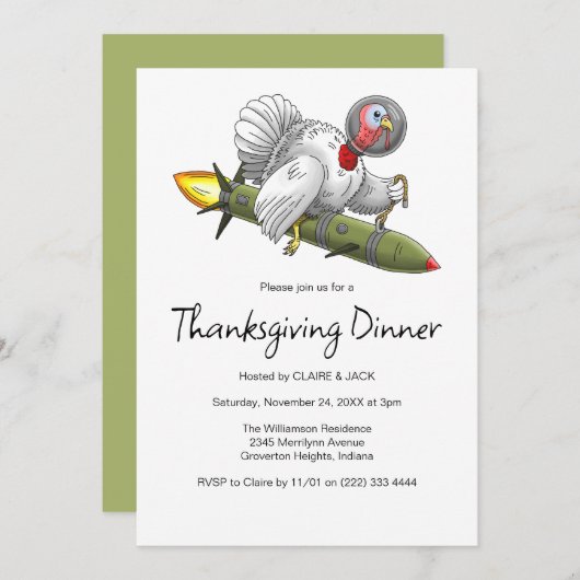 Thanksgiving Rocket Turkije Kaart (Voorkant / Achterkant)