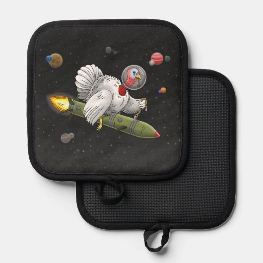 Thanksgiving Rocket Turkije Pannenlap (Voorkant / Achterkant)