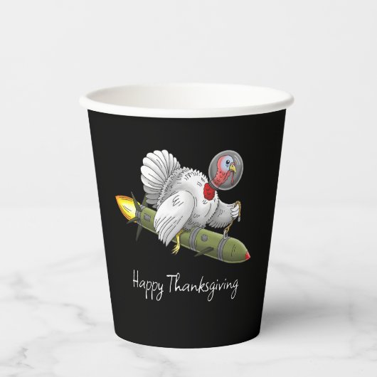 Thanksgiving Rocket Turkije Papieren Bekers (Voorkant)