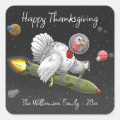 Thanksgiving Rocket Turkije Vierkante Sticker (Voorkant)