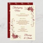 Thanksgiving Rode Maple Bladeren en Zwemmen Menu (Voorkant / Achterkant)