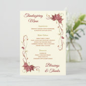 Thanksgiving Rode Maple Bladeren en Zwemmen Menu (Staand voorkant)